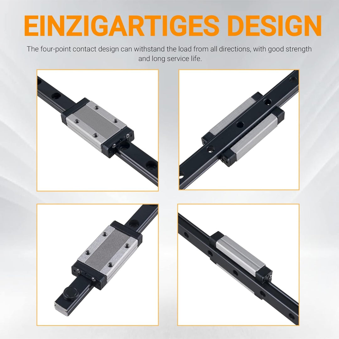 CNCYEAH 2 Stück MGN12H 250 mm Miniatur Lineare Schienenführung mit MGN12H Edelstahl Wagenblock, Line