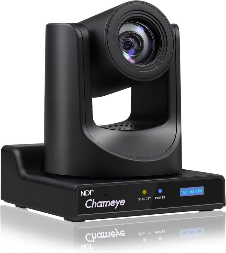 Chameye NDI PTZ Camera 20x Optical Zoom AI Auto Tracking PTZ Camera with LCD Display, 3G-SDI IP 1080