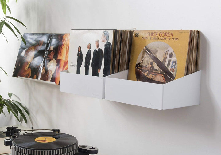 Teebooks Aufbewahrung für Vinyl - Set mit 2 Regalen - Stahl - Weiss - 15 x 25 x 32, 2er-pack Weiss