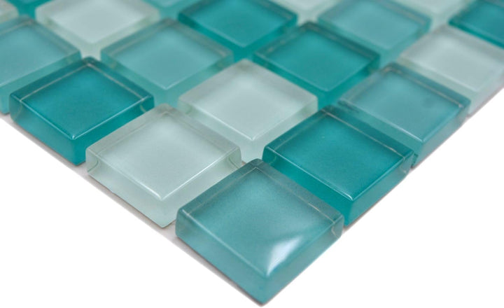 Mosaik Quadrat Crystal mix hellgrün/grün Glasmosaik Transluzent Transparent 3D Fliesenspiegel, Mosai