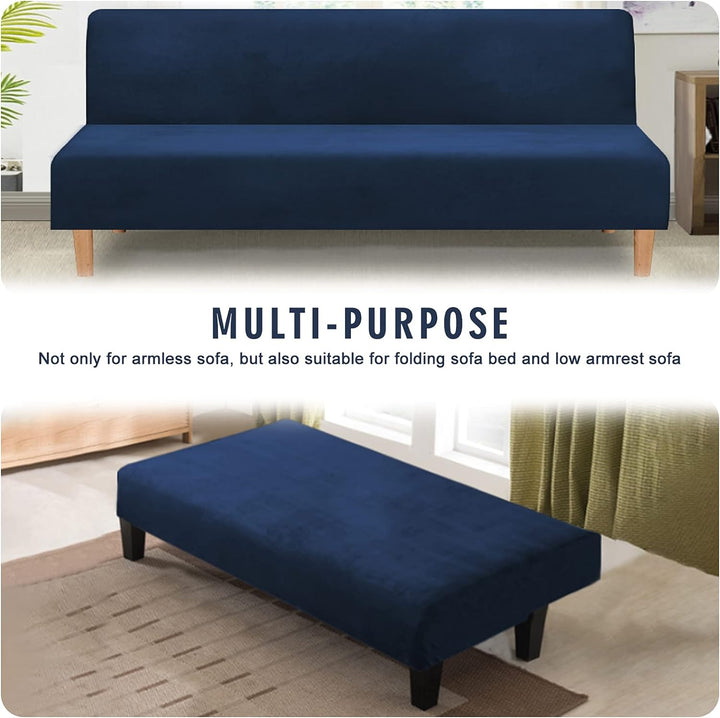Mingfuxin Armlose Schlafsofabezüge, Stretch-Samt Futon Couchbezug Dicke weiche gemütliche Sofa Schon