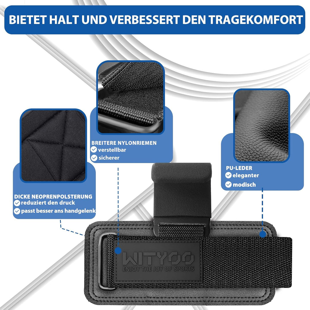 Zughilfen Haken Krafttraining, Fitness Powerlifting Weight Lifting Hook, Lifting Straps für Männer &