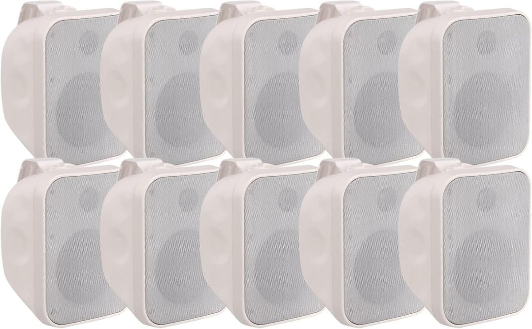 Pronomic 10x OLS-5 WH DJ PA Outdoor-Lautsprecher für Garten, Terrasse, Restaurant (10x 80 Watt, Schu
