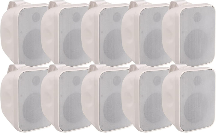 Pronomic 10x OLS-5 WH DJ PA Outdoor-Lautsprecher für Garten, Terrasse, Restaurant (10x 80 Watt, Schu