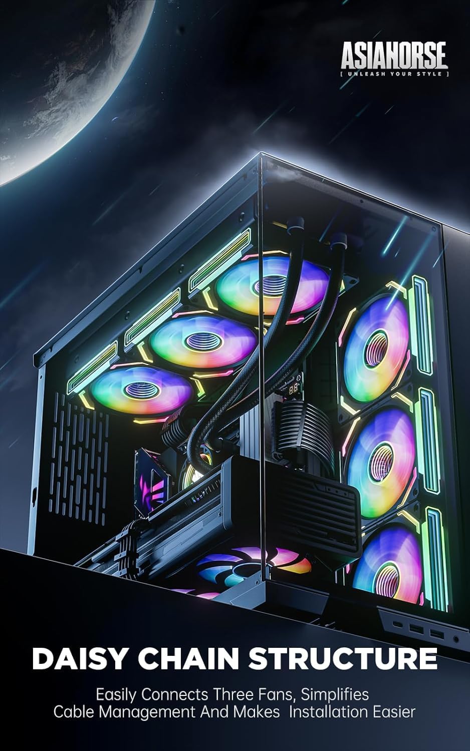 AsiaHorse COSMIQ 120mm ARGB PC Lüfter,Daisy Chain PWM Computer Gehäuselüfter, jede Infinity Mirror P