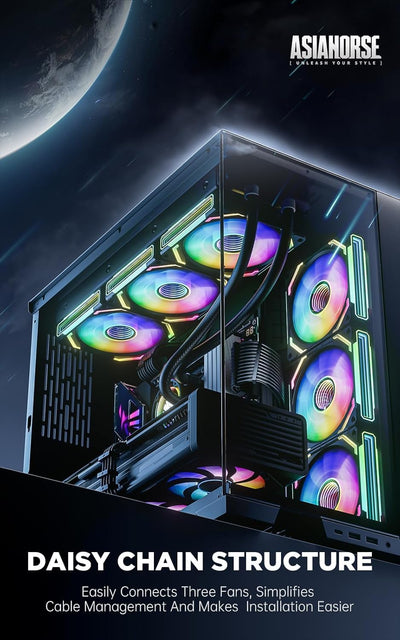 AsiaHorse COSMIQ 120mm ARGB PC Lüfter,Daisy Chain PWM Computer Gehäuselüfter, jede Infinity Mirror P