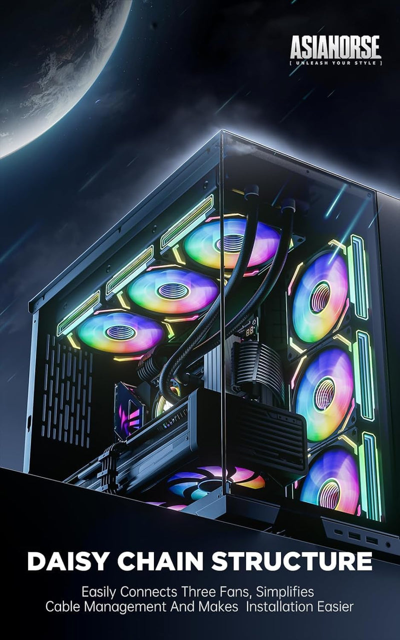 AsiaHorse COSMIQ 120mm ARGB PC Lüfter,Daisy Chain PWM Computer Gehäuselüfter, jede Infinity Mirror P