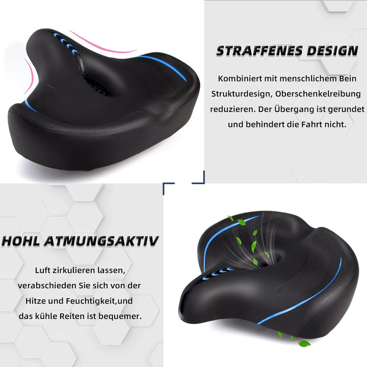 CDYWD Übergrosser Fahrradsattel Herren Damen - Bequem, Extra Breit, Weich Polster Fahrrad Sattel, At