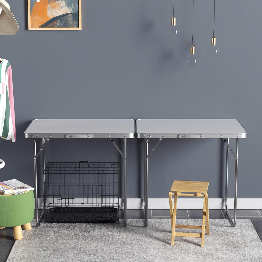 Qimu Leichter Aluminium-Klapptisch, tragbarer Camping-Picknick-Tisch, Outdoor-Klapptisch, faltbarer