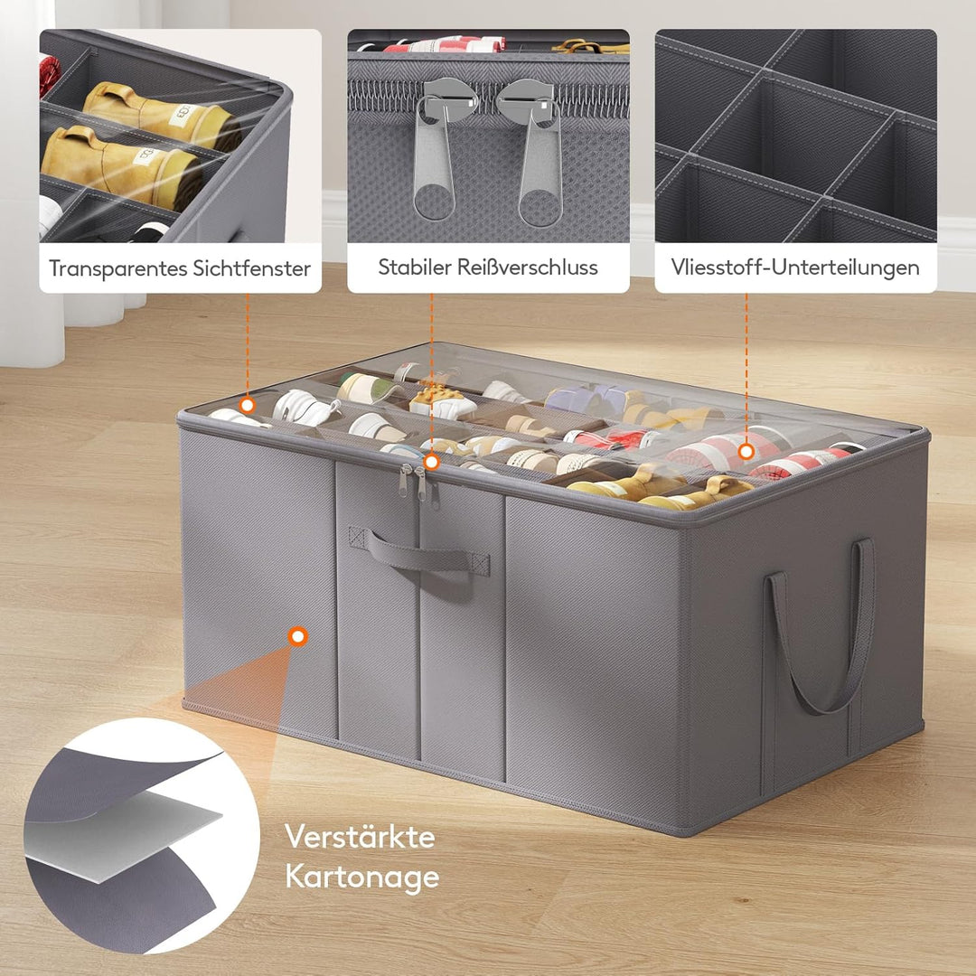 Lifewit Grosser Schuhorganizer für den Kleiderschrank, Faltbarer Schuhkarton mit durchsichtigem Deck