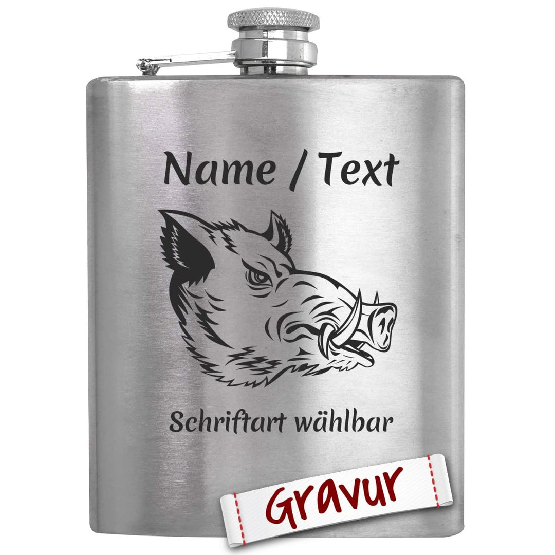 Jäger Geschenk Flachmann mit Gravur/Spruch personalisiert, Jagd Geschenke für Männer/Papa/Opa/Eheman