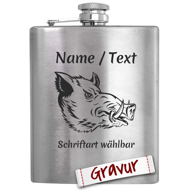 Jäger Geschenk Flachmann mit Gravur/Spruch personalisiert, Jagd Geschenke für Männer/Papa/Opa/Eheman