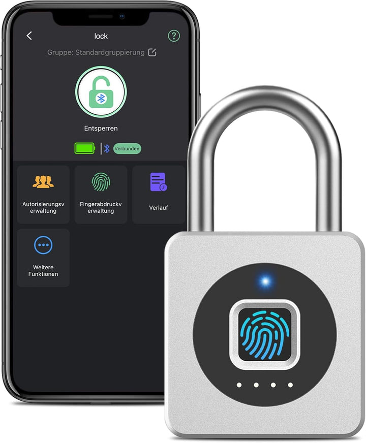 Schloss Fingerabdruck, Eseesmart Vorhängeschloss für Fitnessstudio, Bluetooth Fingerabdruck IOS Watc