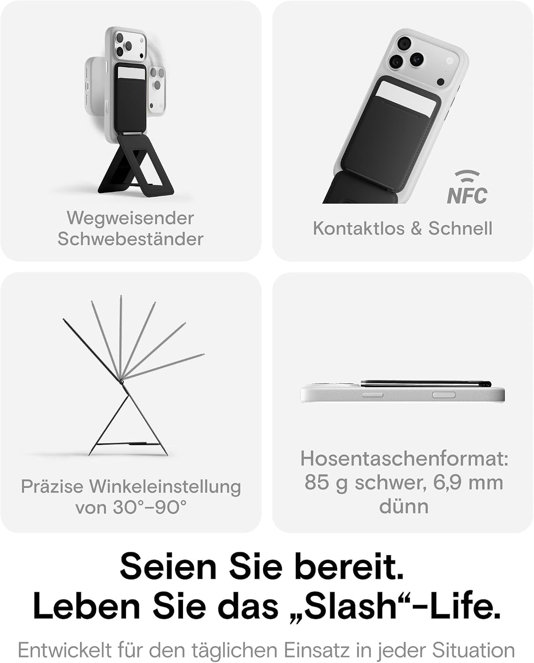 MOFT Handy Stativ für Smartphone, [Ultra Dünn &amp; Tragbar] Faltebar MOVAS Veganes Leder Stativ für Mag