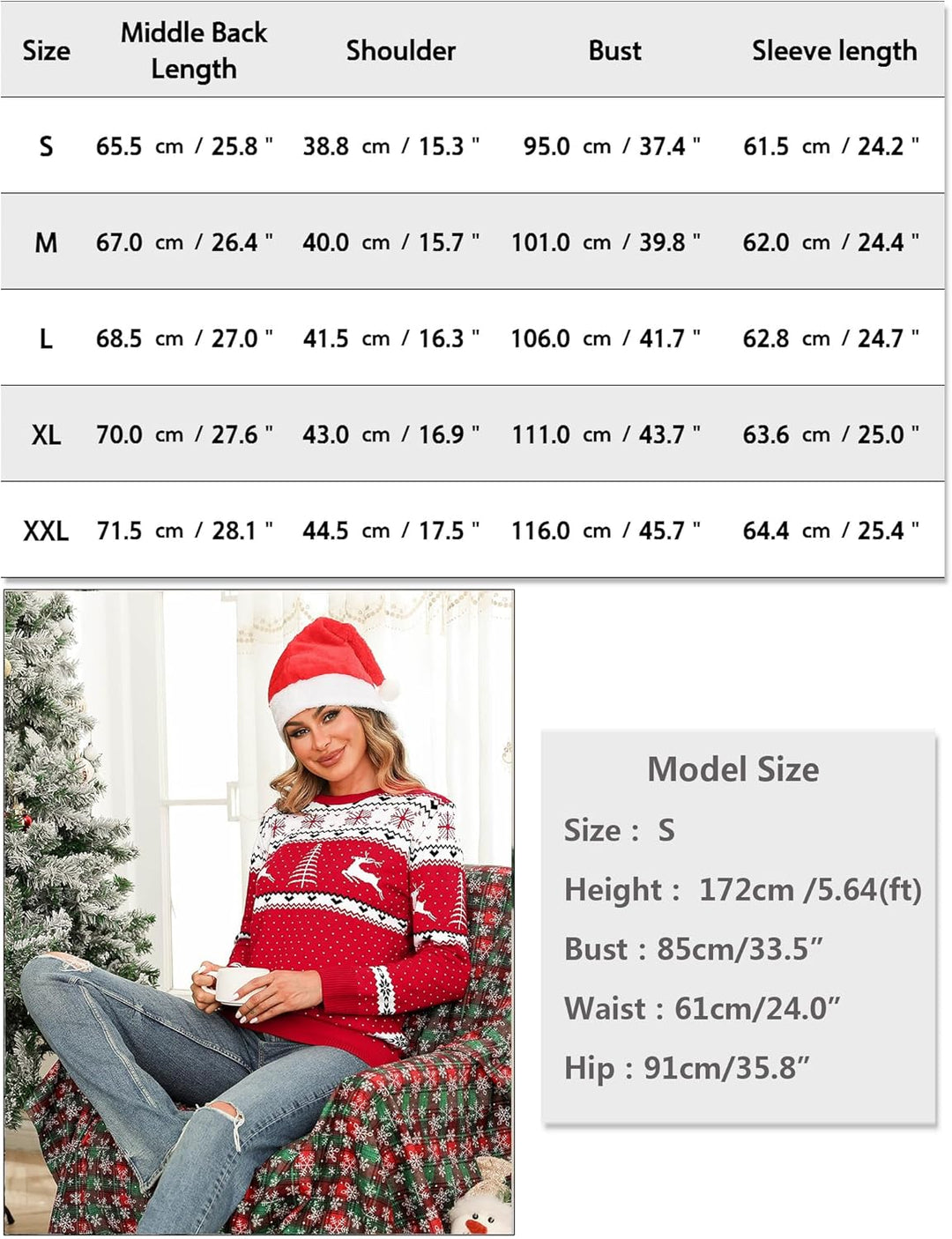 Totatuit Weihnachtspullover Damen Hässliche Christmas Sweater Feinstrick Strickpullover Xmas Sweater