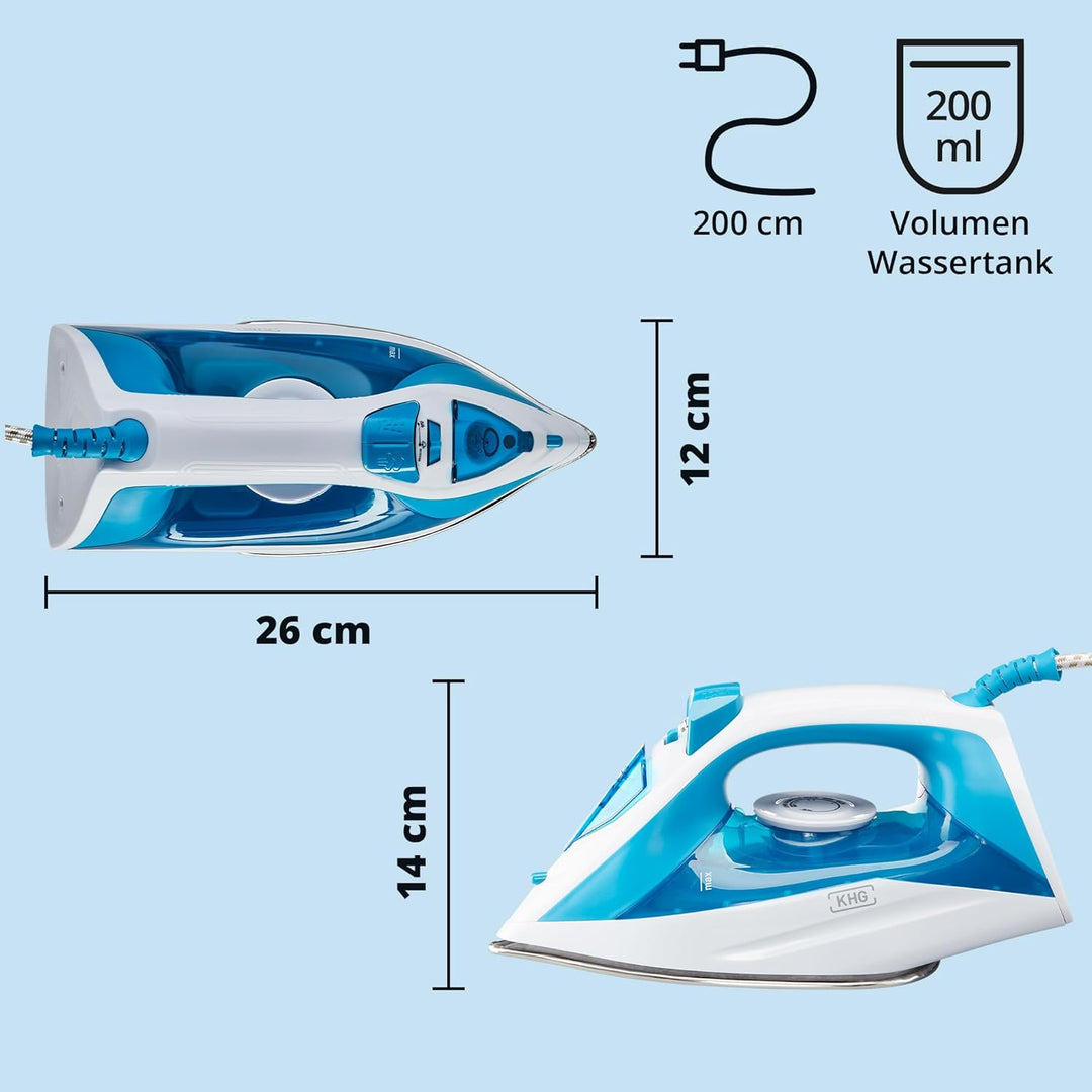 KHG Bügeleisen Dampfbügeleisen DB-1600WB, Edelstahl-Bügelsohle, Sprühfunktion, variable Dampfeinstel