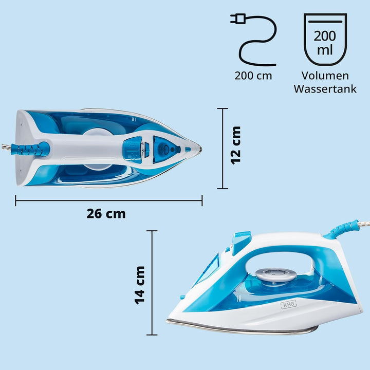 KHG Bügeleisen Dampfbügeleisen DB-1600WB, Edelstahl-Bügelsohle, Sprühfunktion, variable Dampfeinstel