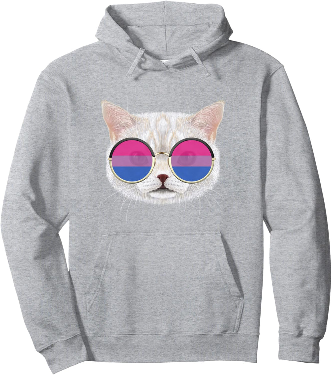 Bisexual Pride Flag Cat Bisexual LGBT Sonnenbrille Bi Pride Pullover Hoodie