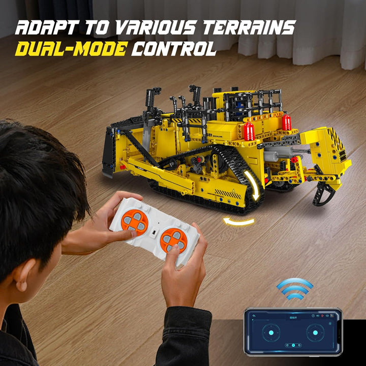 Mould King Technik Bulldozer, mit ferngesteuertem Konstruktionsspielzeug, 2,4 GHz RC-Truck-Bausatz,