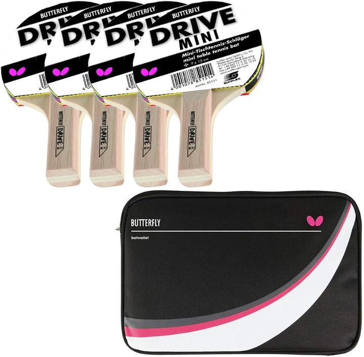Butterfly® Erwachsene Tischtennisschläger Drive Mini Drive Mini, schwarz/braun, M, 85151 Bundle mit