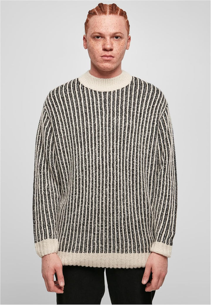 Urban Classics Herren Oversized Two Tone Sweater Sweatshirt XXL Whitesand/Black, XXL Whitesand/Black