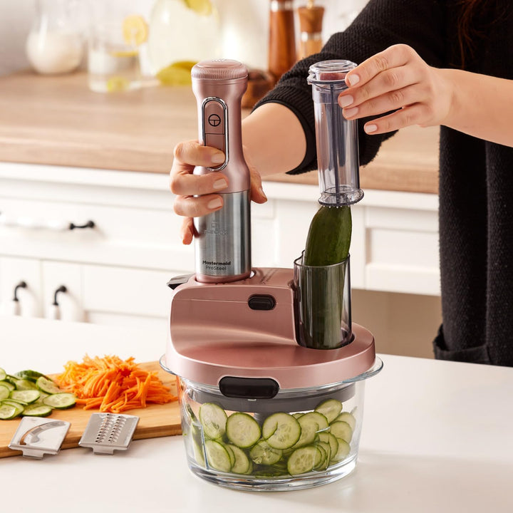 Karaca Mastermaid Küchenroboter aus Stahlglas, Langer Mixer, 2500 W, Rosegold
