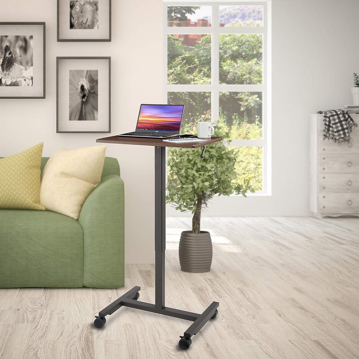 Seville Classics Airlift 62 cm pneumatisch höhenverstellbarer mobiler Steh-Sitz-Tisch (74,4 bis 110,