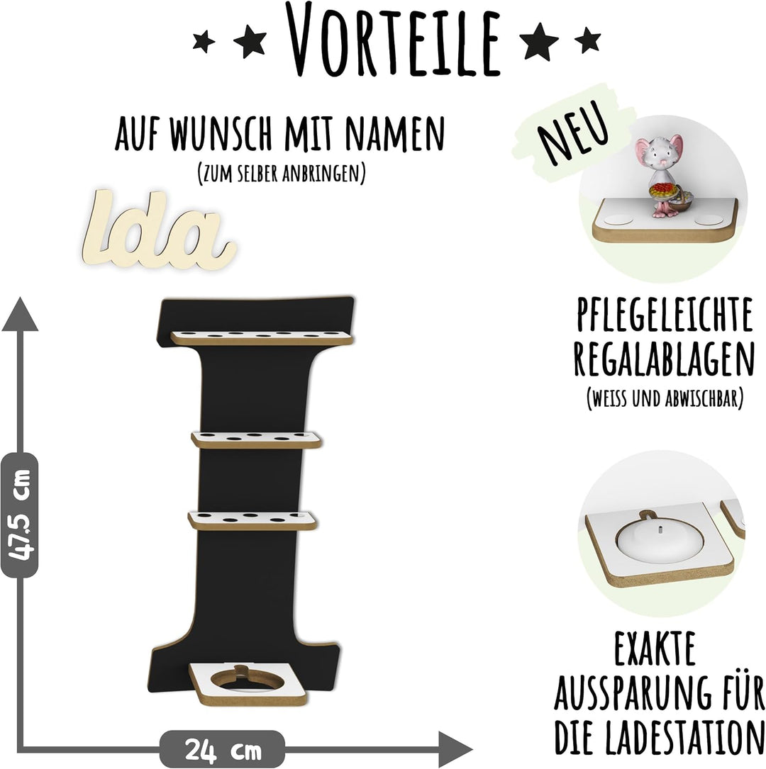Tonie Regal für Toniebox, Toniebox Regal personalisiert mit Name und Holzsymbolen, Tonie Aufbewahrun