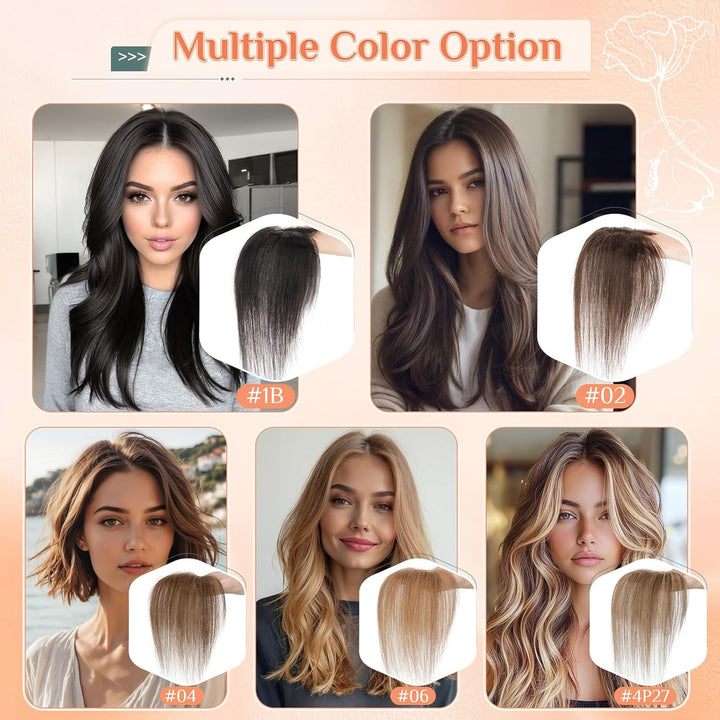 Benehair Echthaar Hair Topper für Frauen, 13g Haare Topper Echthaar Seitlicher Pony, 27CM Haartopper
