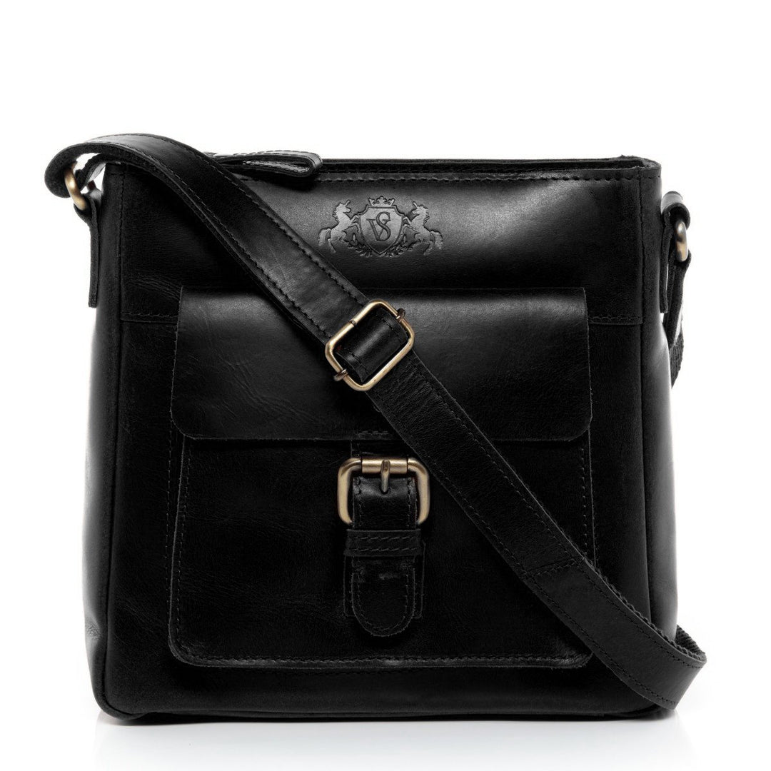 SID & VAIN Schultertasche YALE aus Premium Leder I Handtasche Schultergurt klein für Damen I Umhänge