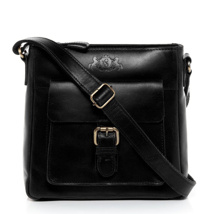 SID & VAIN Schultertasche YALE aus Premium Leder I Handtasche Schultergurt klein für Damen I Umhänge