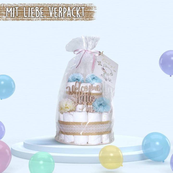 MilaBoo® Vintage Windeltorte Junge I Premium Windeltorte im Boho Stil I Geschenk zur Geburt oder Tau