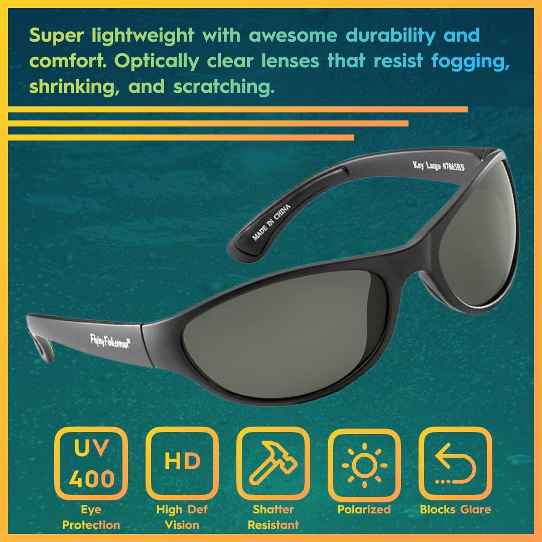 Flying Fisherman Key Largo Polarisierte Sonnenbrille Mattschwarzer Rahmen/Rauchgläser Rauchgrau, Mat