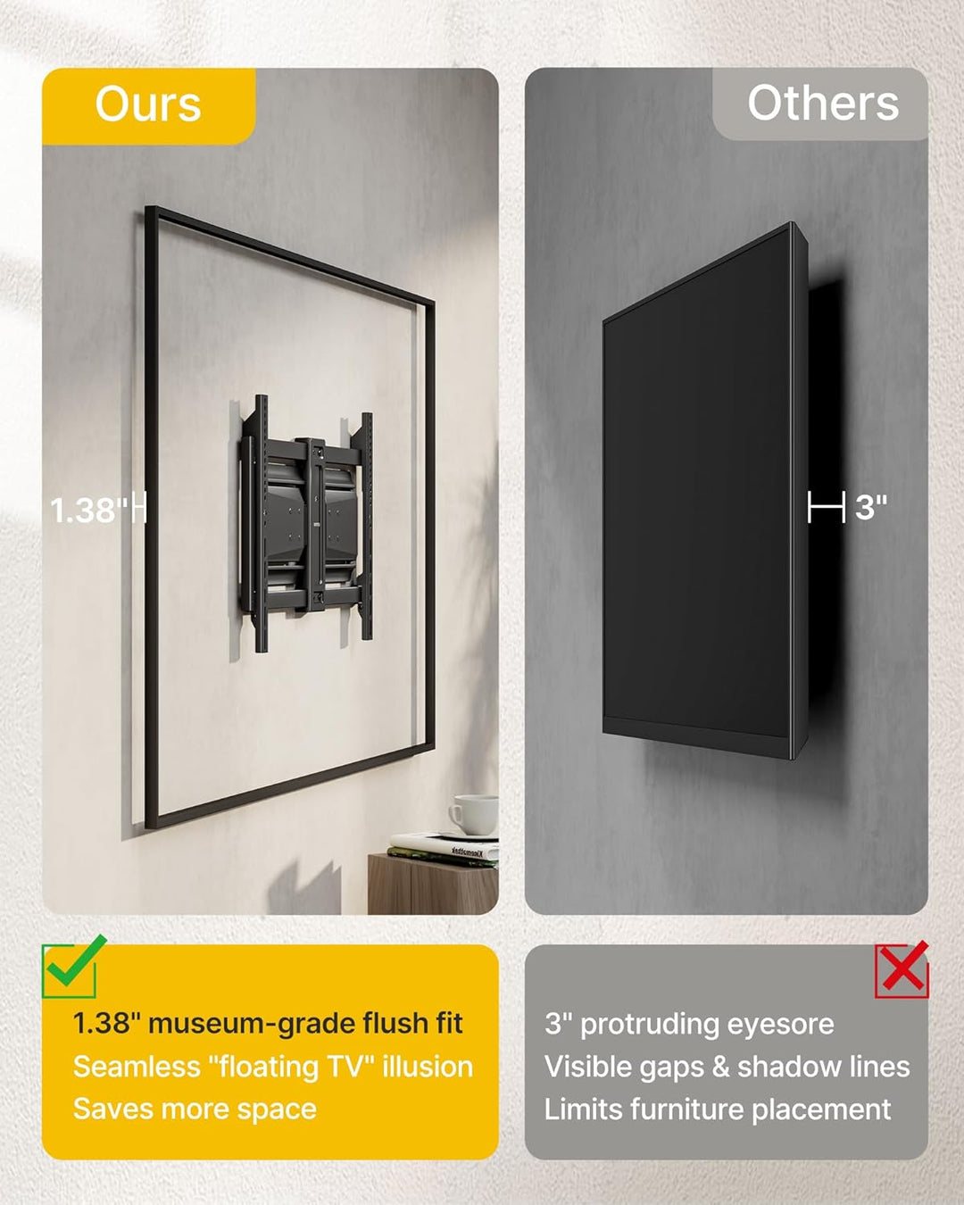 monTEK Hochbelastbare Ultra Slim TV Wandhalterung für 37-90 Zoll Fernseher bis zu 85kg, Schwenk &amp; Ne