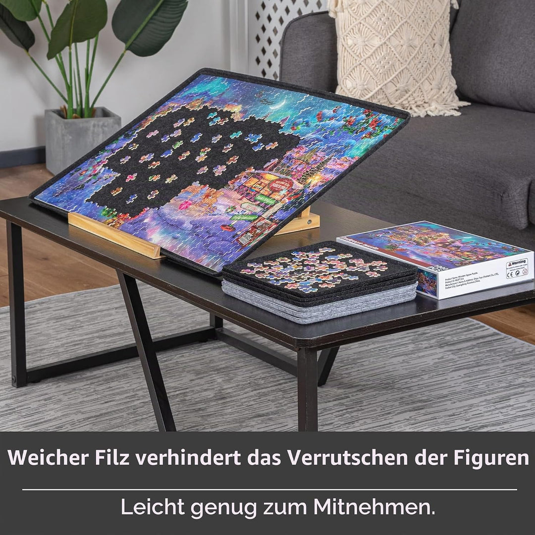 Lavievert Jigsaw Puzzle Brett zur Puzzle Aufbewahrung mit 6 Sortierfächern für bis zu 1000 Teile – S