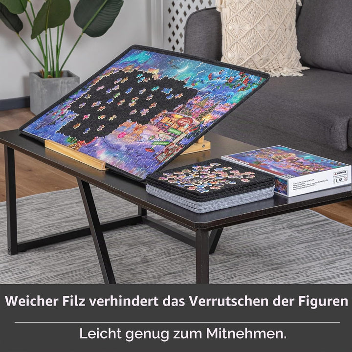 Lavievert Jigsaw Puzzle Brett zur Puzzle Aufbewahrung mit 6 Sortierfächern für bis zu 1000 Teile – S