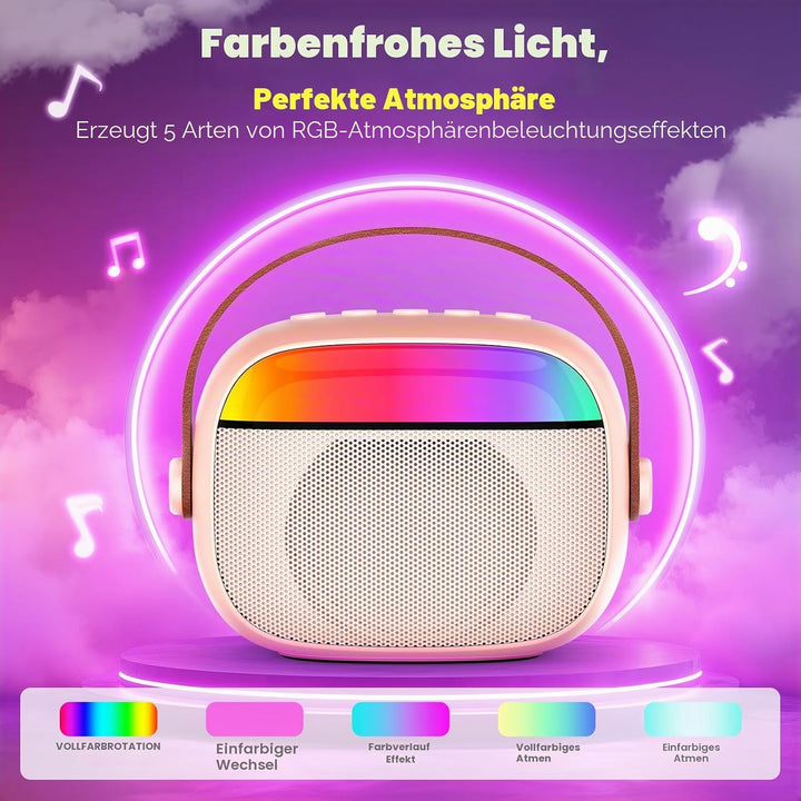 Karaoke Maschine mit 2 Mikrofon Kinder, Geschenk Mädchen 3-12 Jahre Mini Karaoke Mikrofon Kinder Mäd