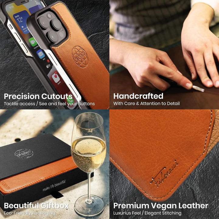 Dreem Fibonacci kompatibel mit iPhone 15 Pro Max Brieftaschen-Etui / 2-in-1 stossfestes Etui und abn
