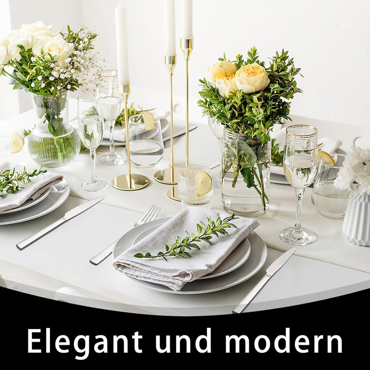 Besteck Set 6 Personen, 30 teilig Edelstahl Besteckset, Essbesteck Set mit Messer Gabel Löffel, Hoch