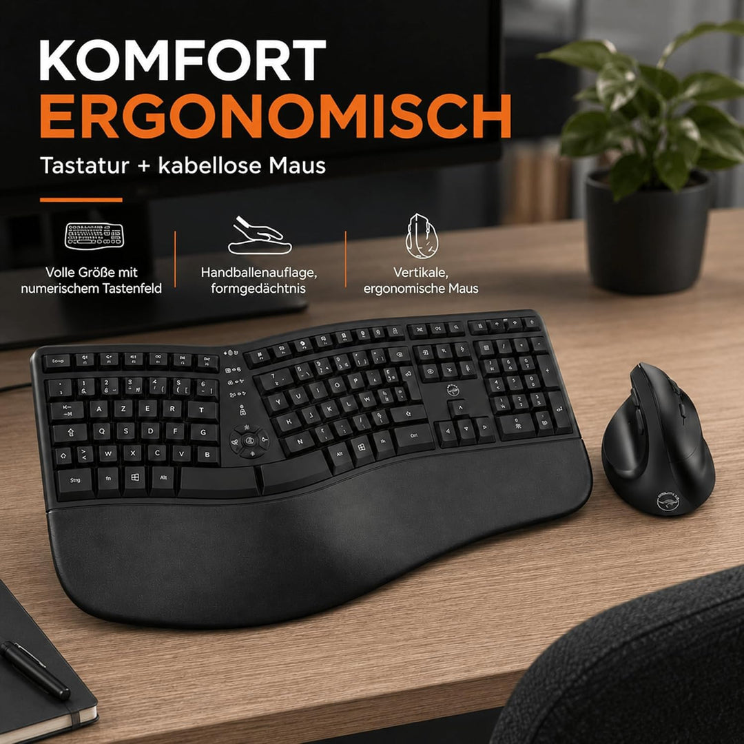 Mobility Lab Ergo C30W - Ergonomisches Kabellos-Set mit verstellbarer Neigung - AZERTY Layout - Repo
