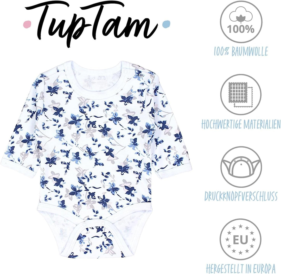 TupTam Baby Body Langarm Mädchen – 5er Pack Unifarbene Body Baby aus Baumwolle – OEKO-TEX zertifizie