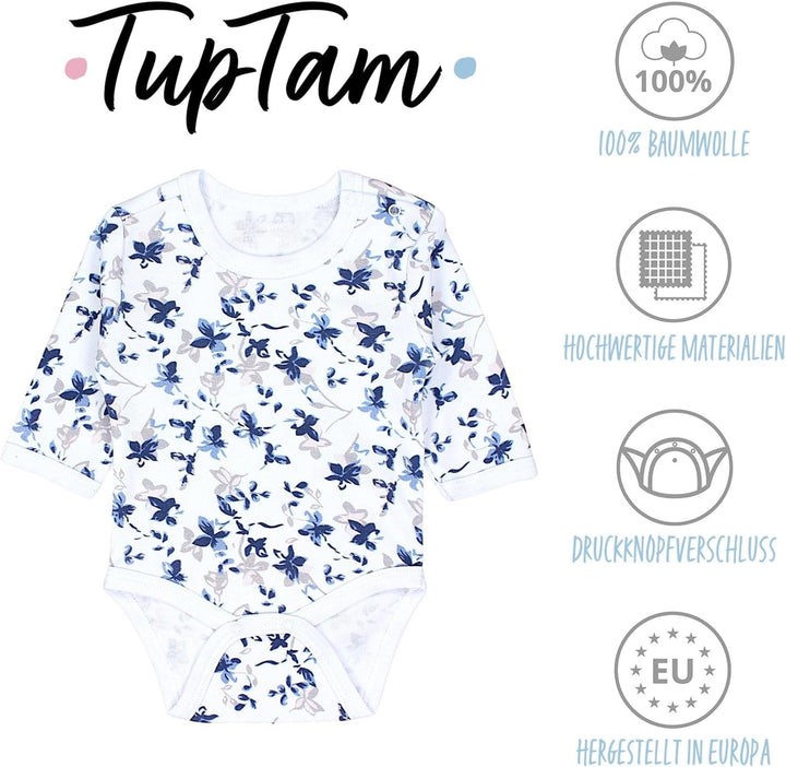 TupTam Baby Body Langarm Mädchen – 5er Pack Unifarbene Body Baby aus Baumwolle – OEKO-TEX zertifizie