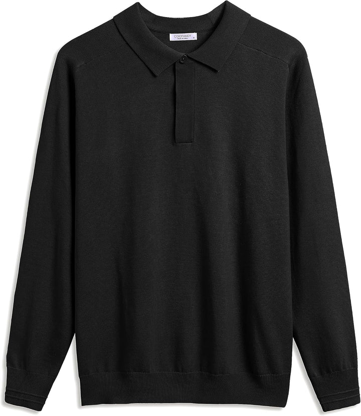 COOFANDY Polo Pullover Herren Strick Poloshirt Langarm Strickpullover mit Polokragen Business Pullov