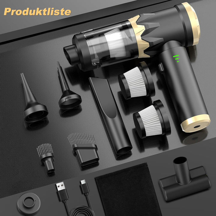 Robofun 4 IN 1 Handstaubsauger akku, 25000Pa Auto Staubsauger stark,105000 U/min, Bürstenloser Motor