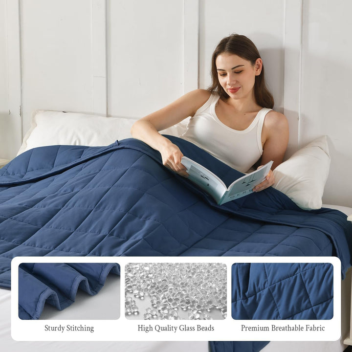 Sivio Gewichtsdecke für Erwachsene 6kg, Atmungsaktive Beschwerungsdecke, weiches Material mit Glaspe