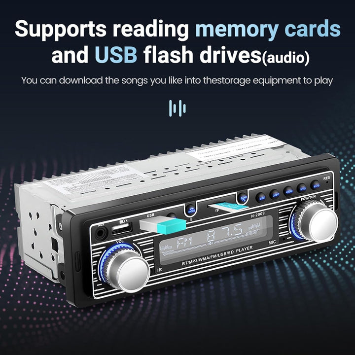 Auto-Audio-Receiver, Single-Din-Multimedia-Autoradio, Bluetooth FM, MP3 USB, SD-Digital-FM-Radio-Aud