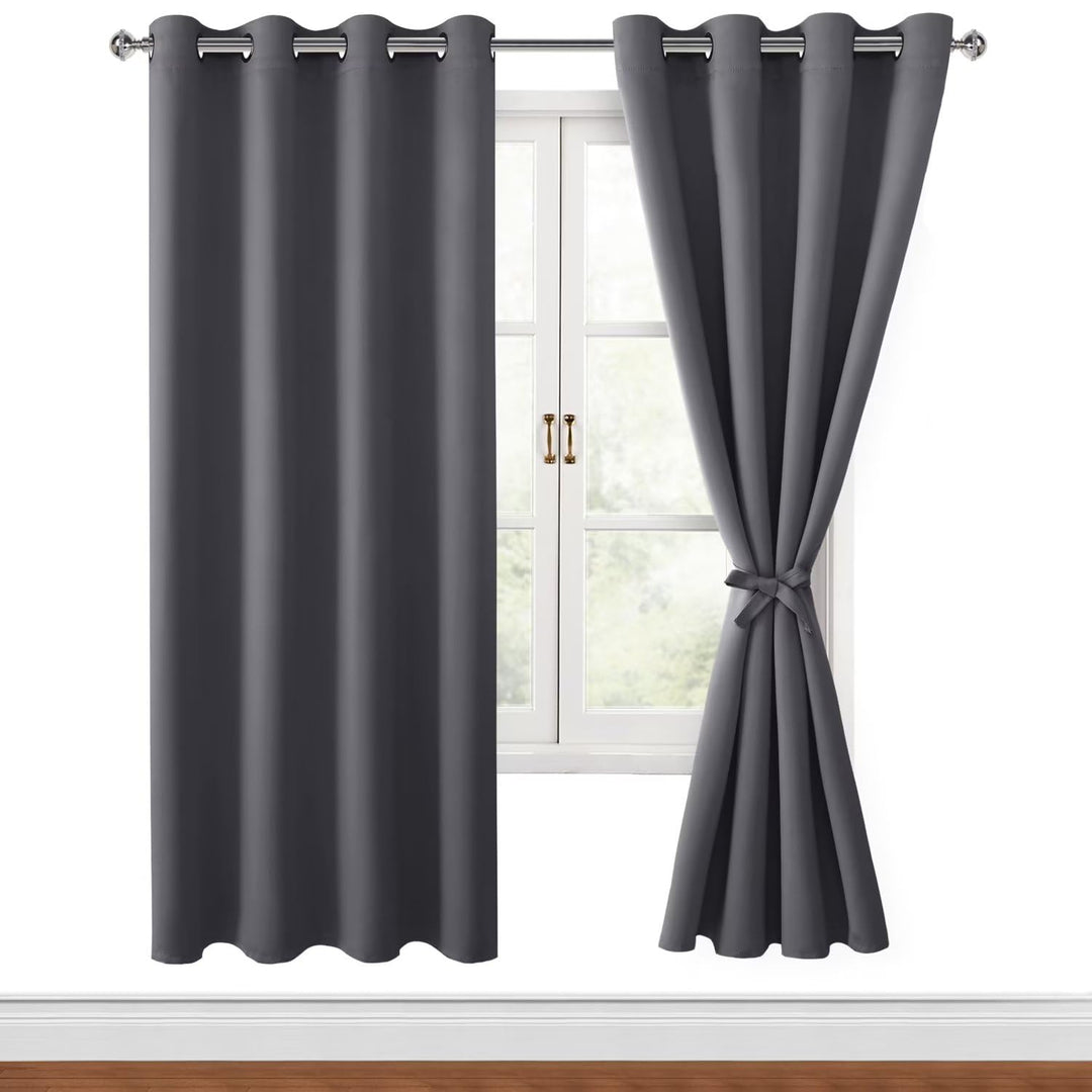 Hiasan Verdunklungsvorhänge Gardinen mit Ösen,Dunkelgrau Blickdicht Vorhänge,2 Stück,140 x 200 cm (B