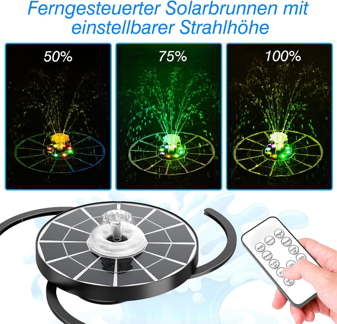 AISITIN 4W LED Solar Springbrunnen für Aussen mit Fernbedienung, Solar Schwimmender Fontäne Pumpe mi