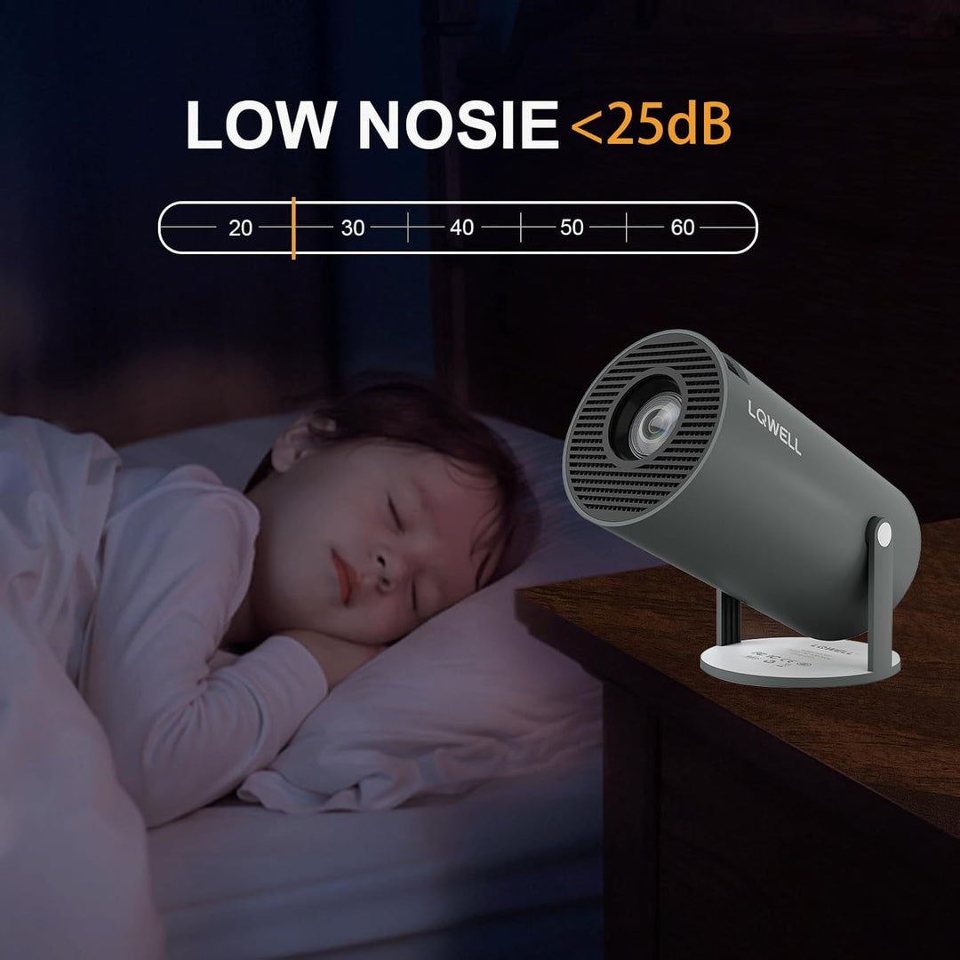 LQWELL® Beamer, Mini Projektor, unterstützt WiFi 6, BT5.0 mit 11.0 Android OS, Automatische Trapezko