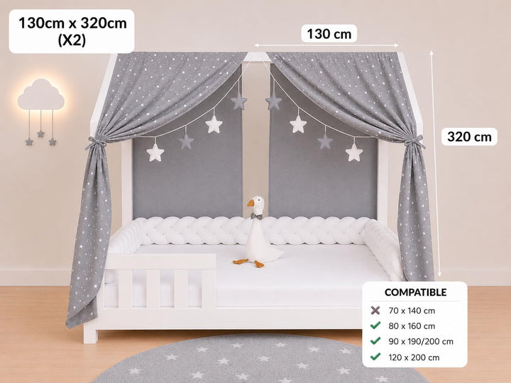 YellowNest Hausbett Himmel (2er Pack) - 100% Baumwolle - Betthimmel Hausbett aus Musselin (2er Pack)